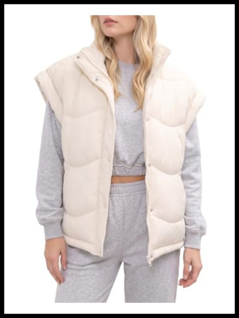 Women's Lightweight Quilted Puffer Vest Sleeveless Zip Jacket Oversized Fit